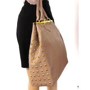 Women's Bags Totes Designer Asos Gold Metal Studded Beige X Large Handbag Tote